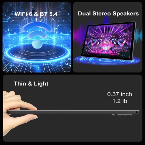 Android 14 Tablet 10.1 inch Octa-Core Processor 64GB Expandable with SD Wifi - Picture 6 of 9